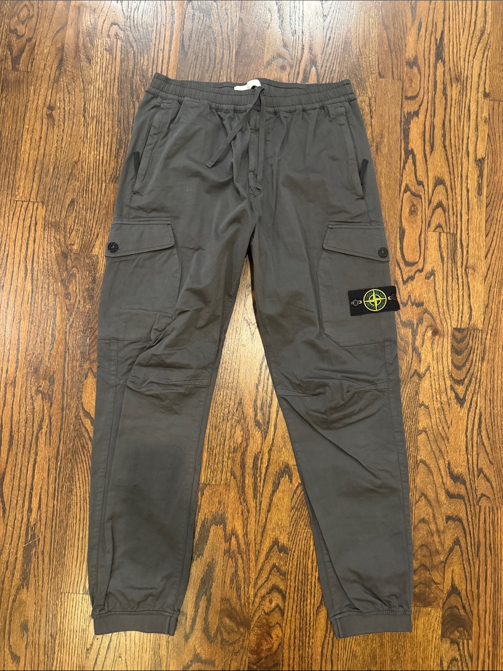 Stone Island Olive Gray Cargo Joggers